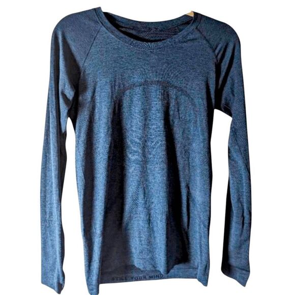 LULULEMON ATHLETICA Swiftly Tech Long Sleeve in Heathered Blue Size 8 - Picture 3 of 4
